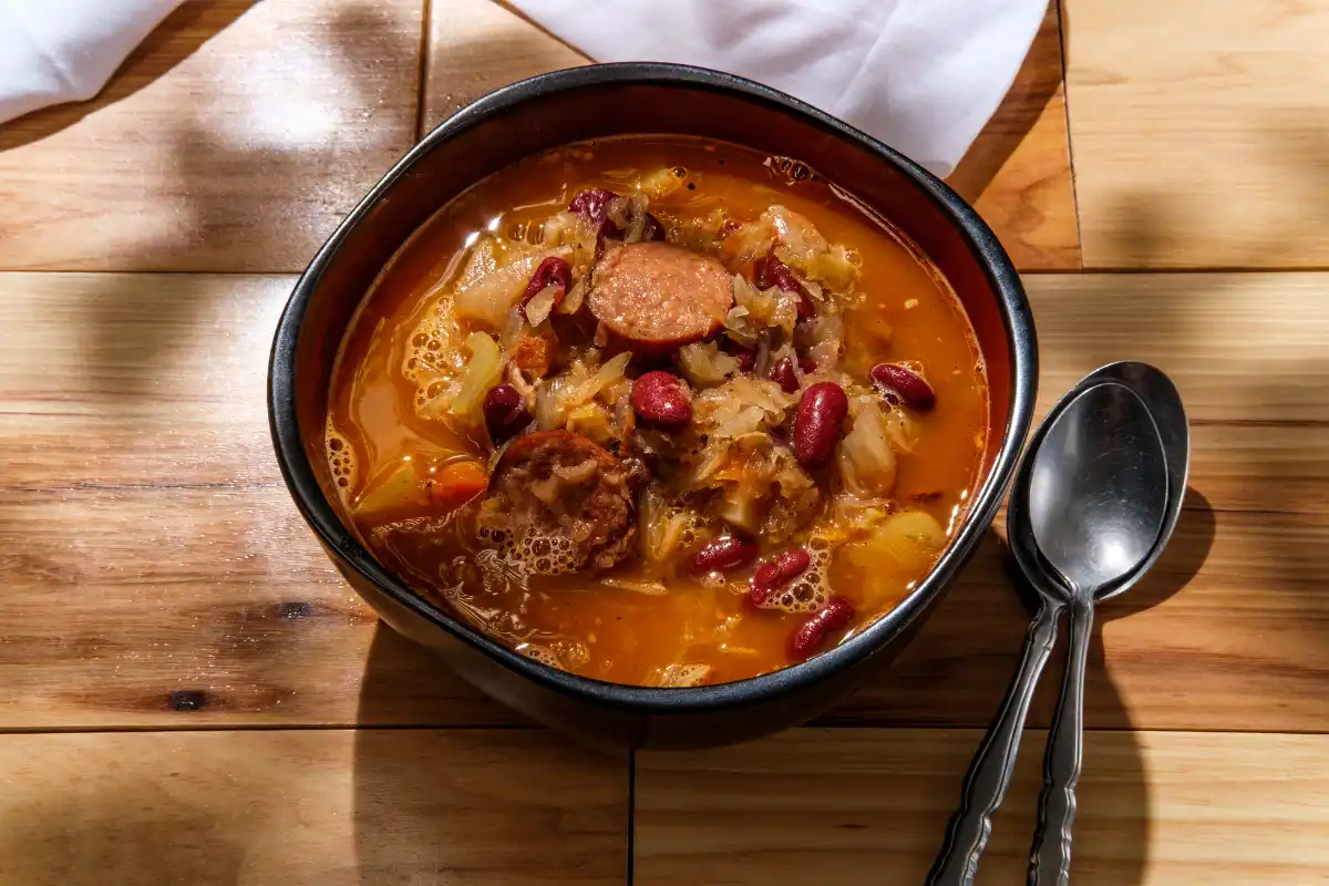 What is kielbasa traditionally served with?