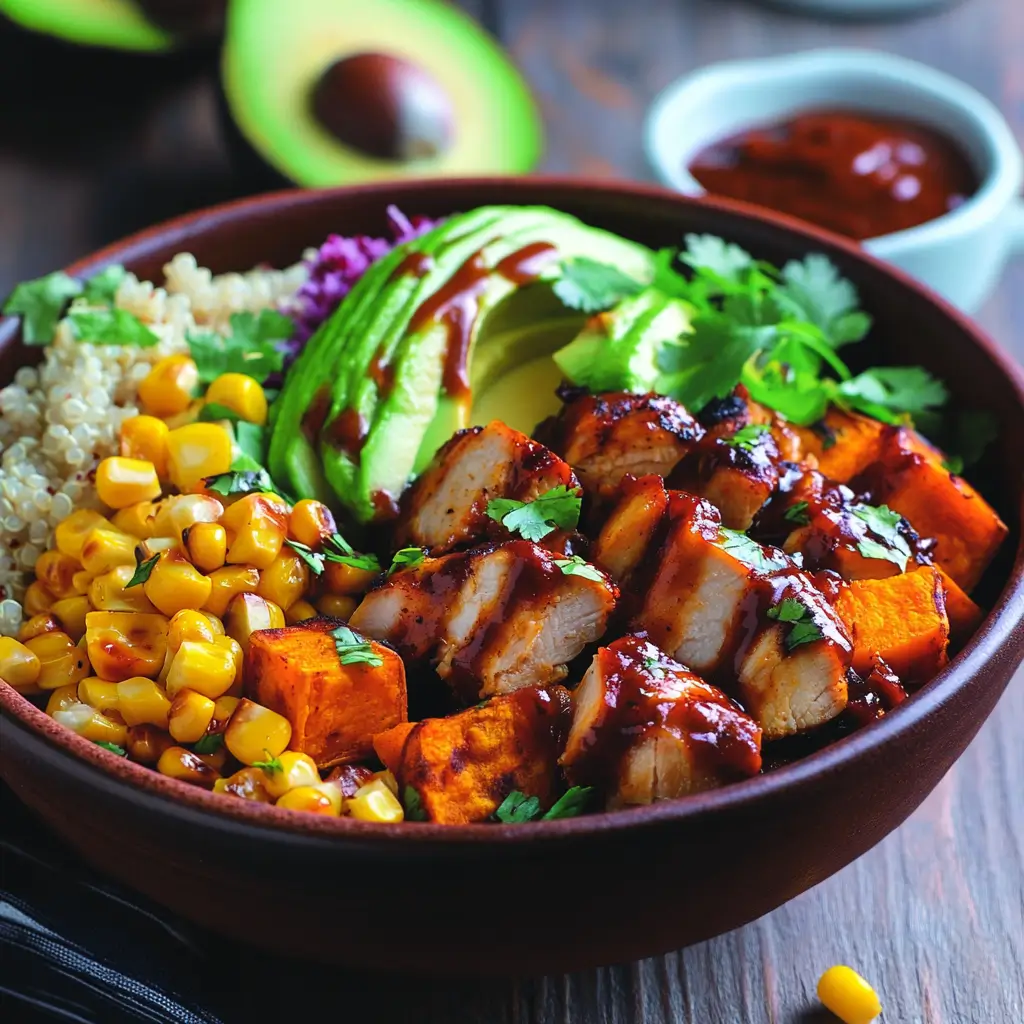 Irresistible BBQ Chicken & Roasted Sweet Potato Bowls – A Flavorful Summer Comfort
