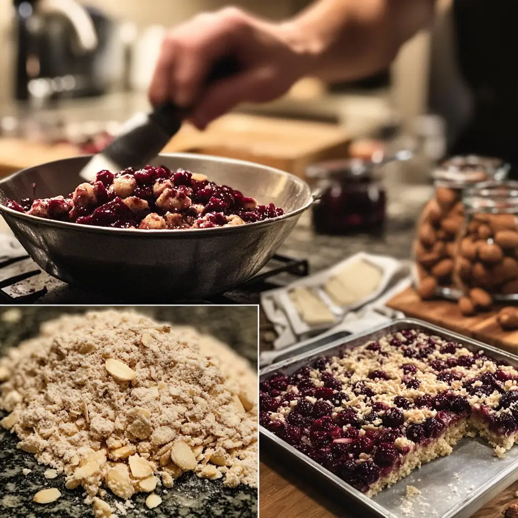 Step-by-step preparation of cherry streusel bars