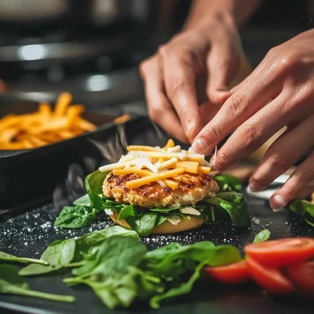 Step-by-step burger preparation