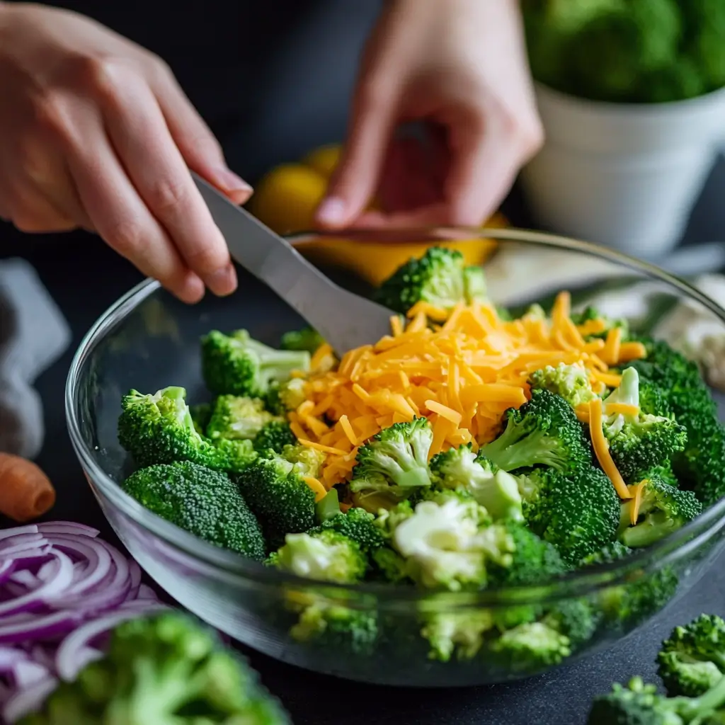 Preparing Broccoli Salad Step-by-Step