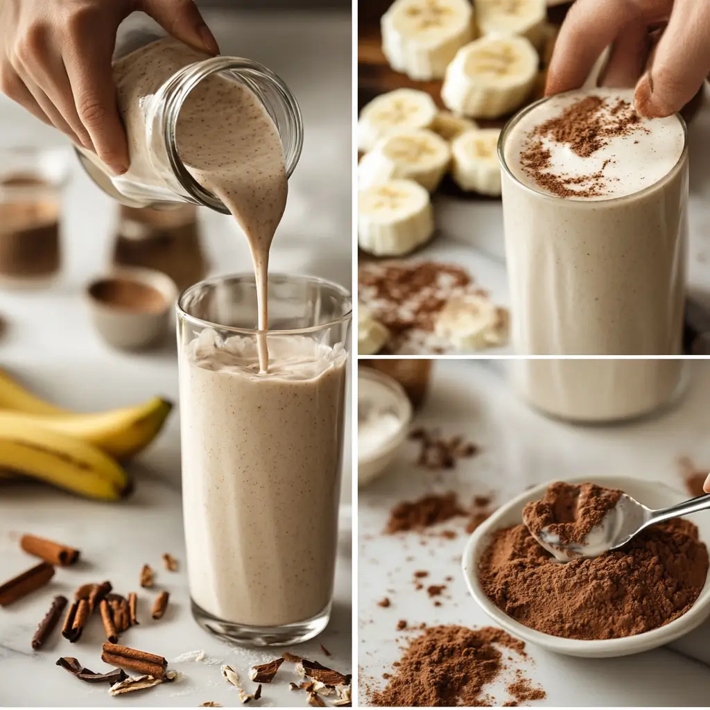 Step-by-step making of protein shake