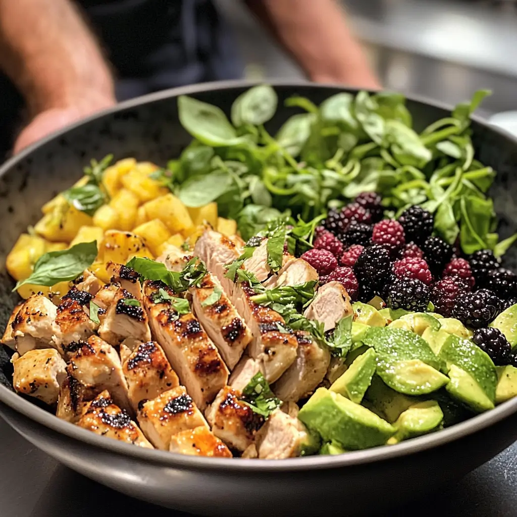 Preparing Blackberry Basil Chicken Salad step-by-step