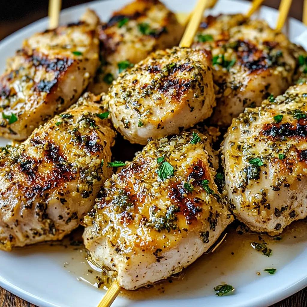 Grilled chicken breasts with garlic and Parmesan on a summer platter
