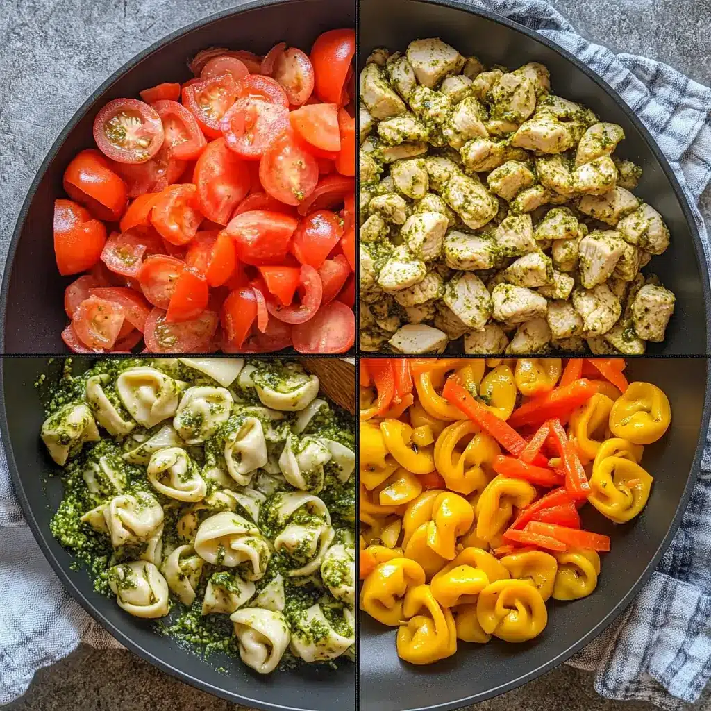 Step-by-step pesto chicken tortellini cooking