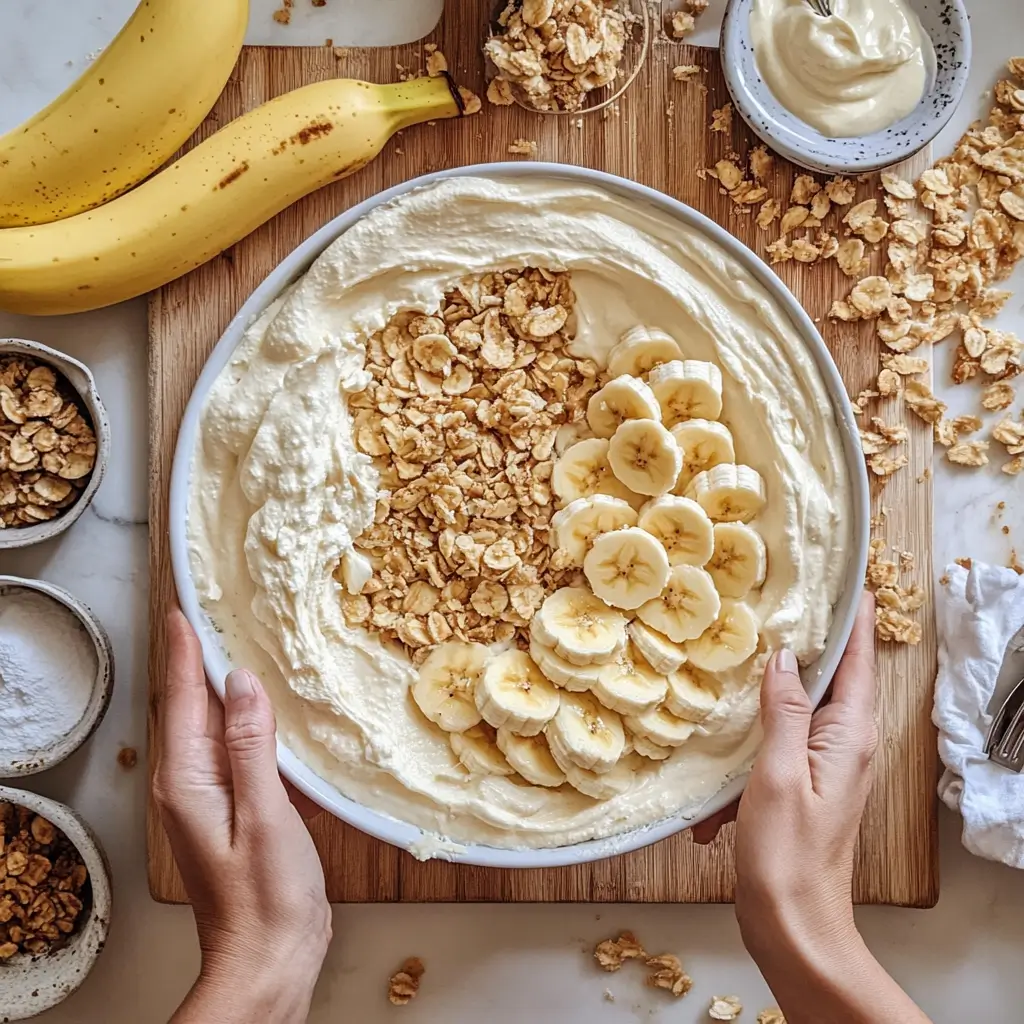 Step-by-step_banana_pudding_cheesecake_preparation Step-by-step banana pudding cheesecake being made