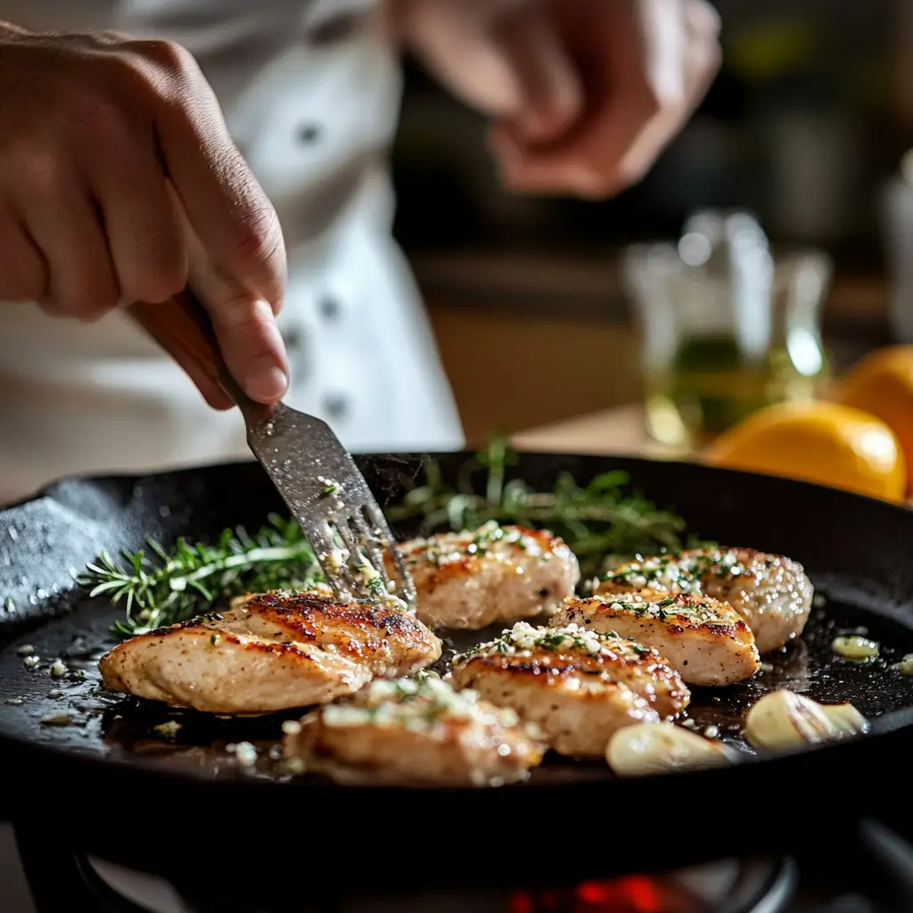 Garlic Parmesan Chicken preparation and grilling process