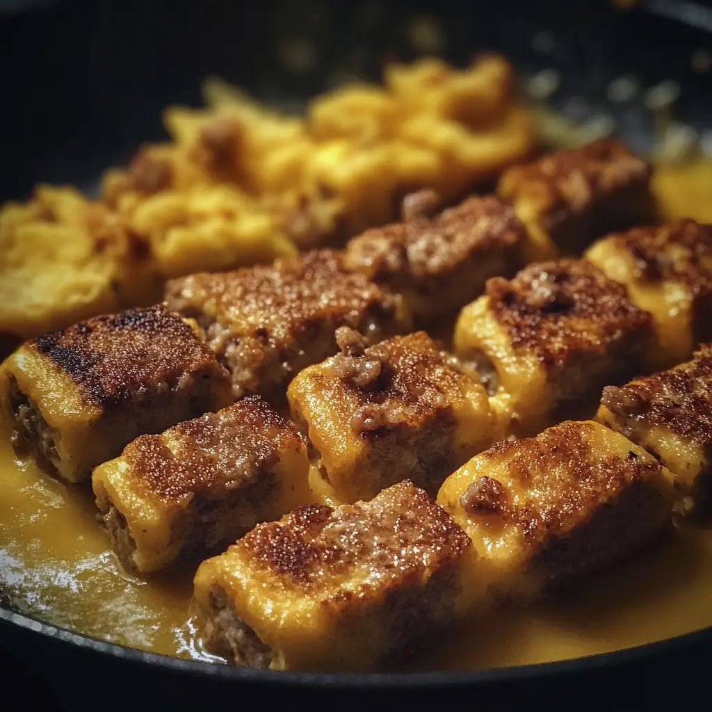 Cooking Sausage French Toast Roll-Ups Process