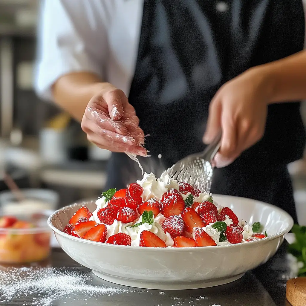 Preparing Strawberry Shortcake in Home Kitchen