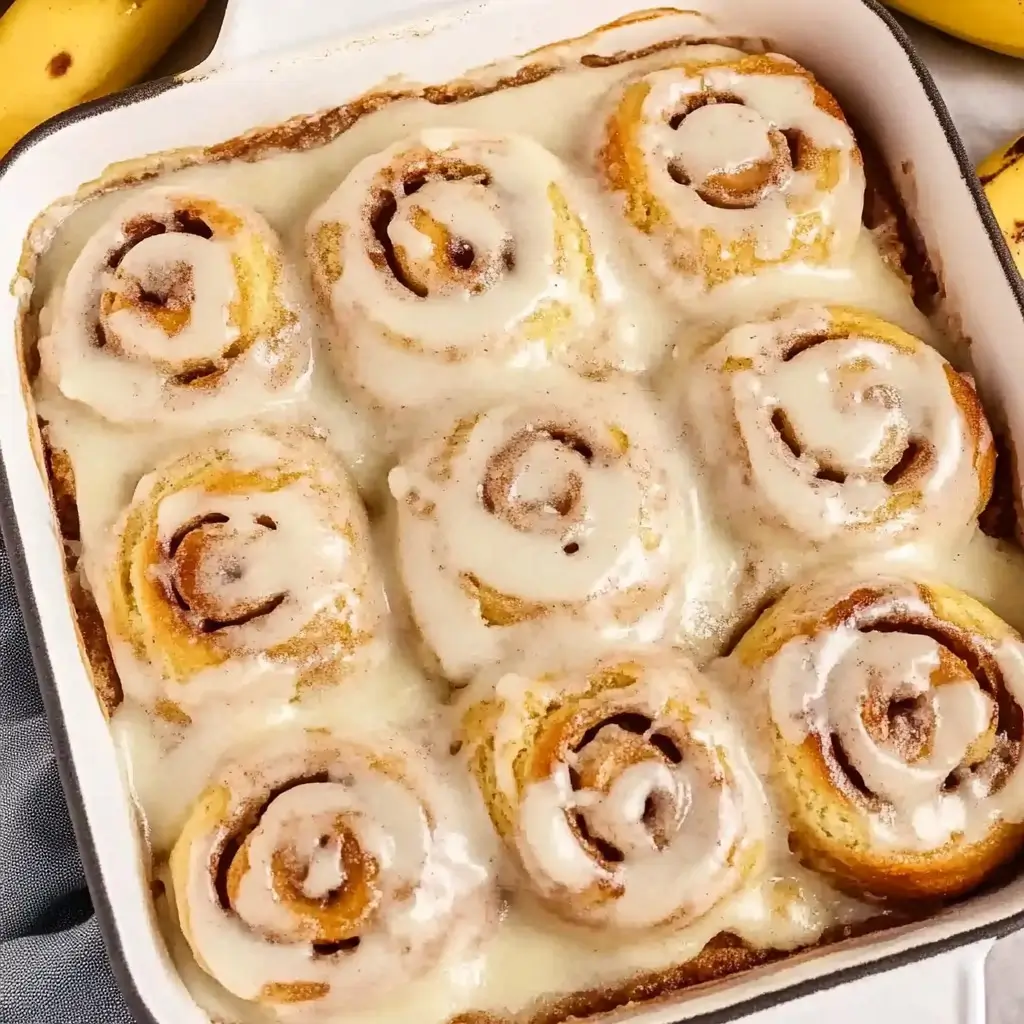 Banana Bread Cinnamon Rolls with Cream Cheese Frosting