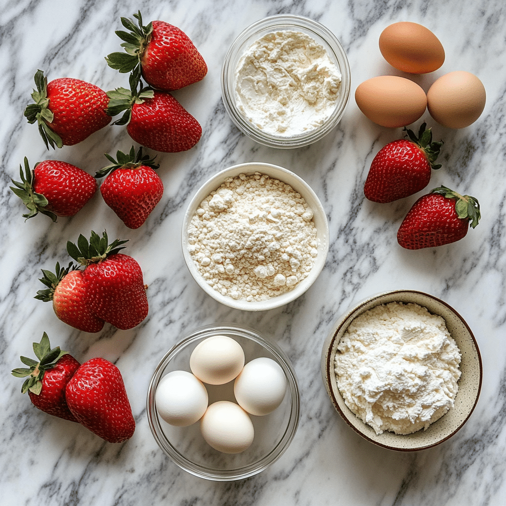 Strawberry Shortcake Layer Cake on wooden table