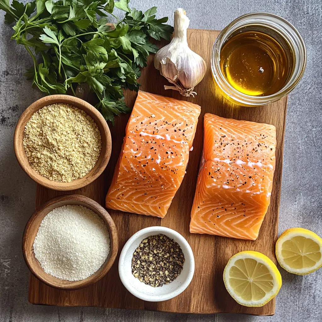 Overhead shot of ingredients used in the best baked Dijon salmon recipe