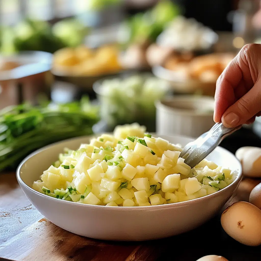 Preparing ingredients for Southern Potato Salad