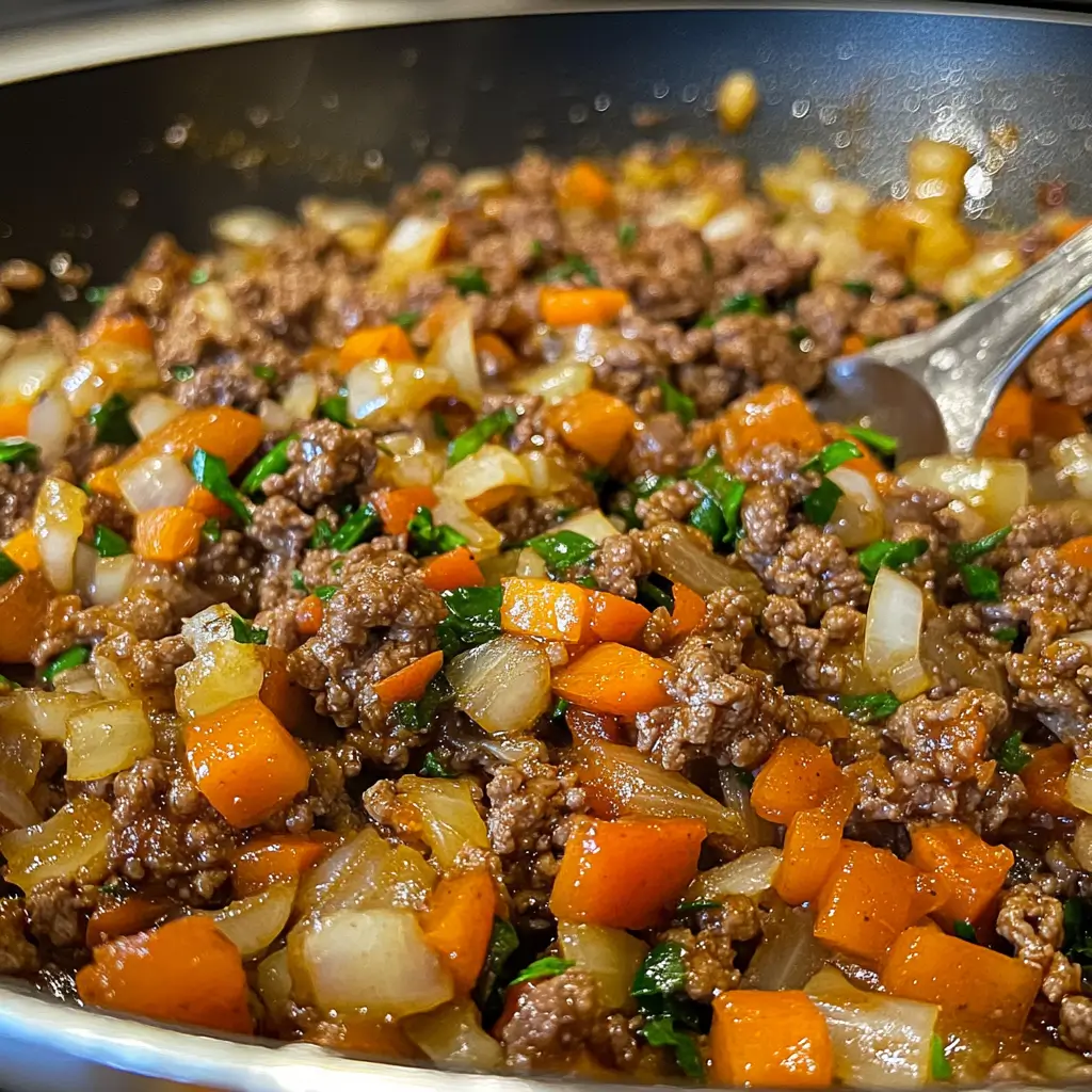 Cooking Mediterranean ground beef in steps