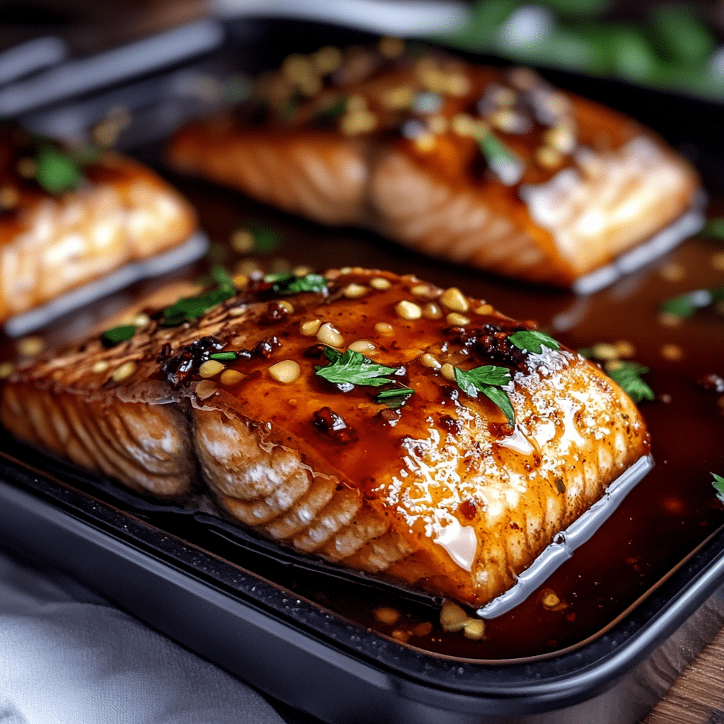 Crispy Honey Garlic Glazed Salmon Recipe Golden-crusted salmon fillet glazed in sticky honey garlic sauce
