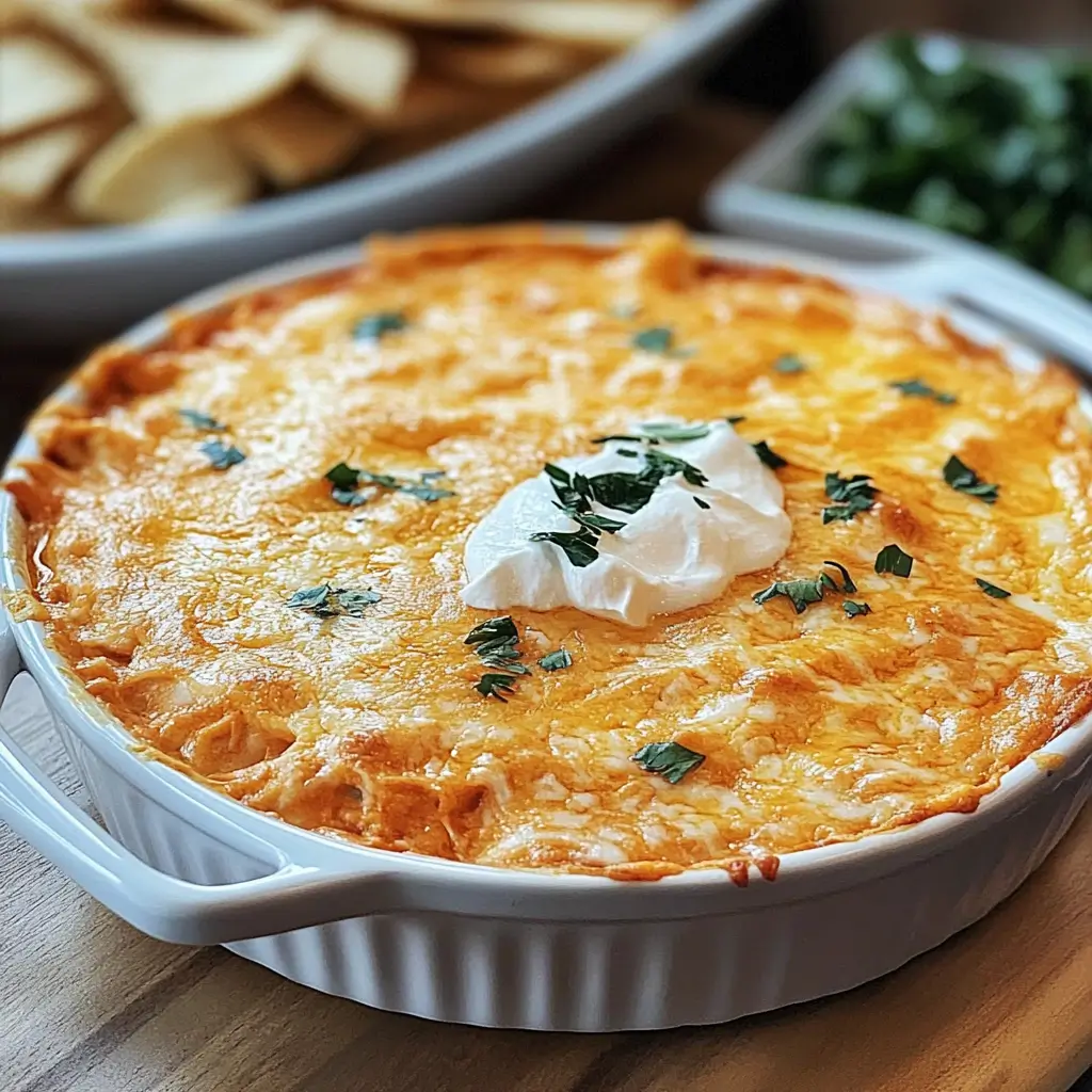 Frank’s RedHot Buffalo Chicken Dip in bowl with crackers and celery