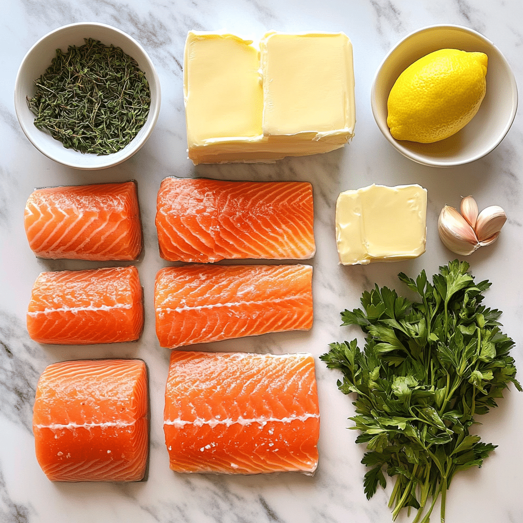 The garlic butter mixture for coating the baked salmon