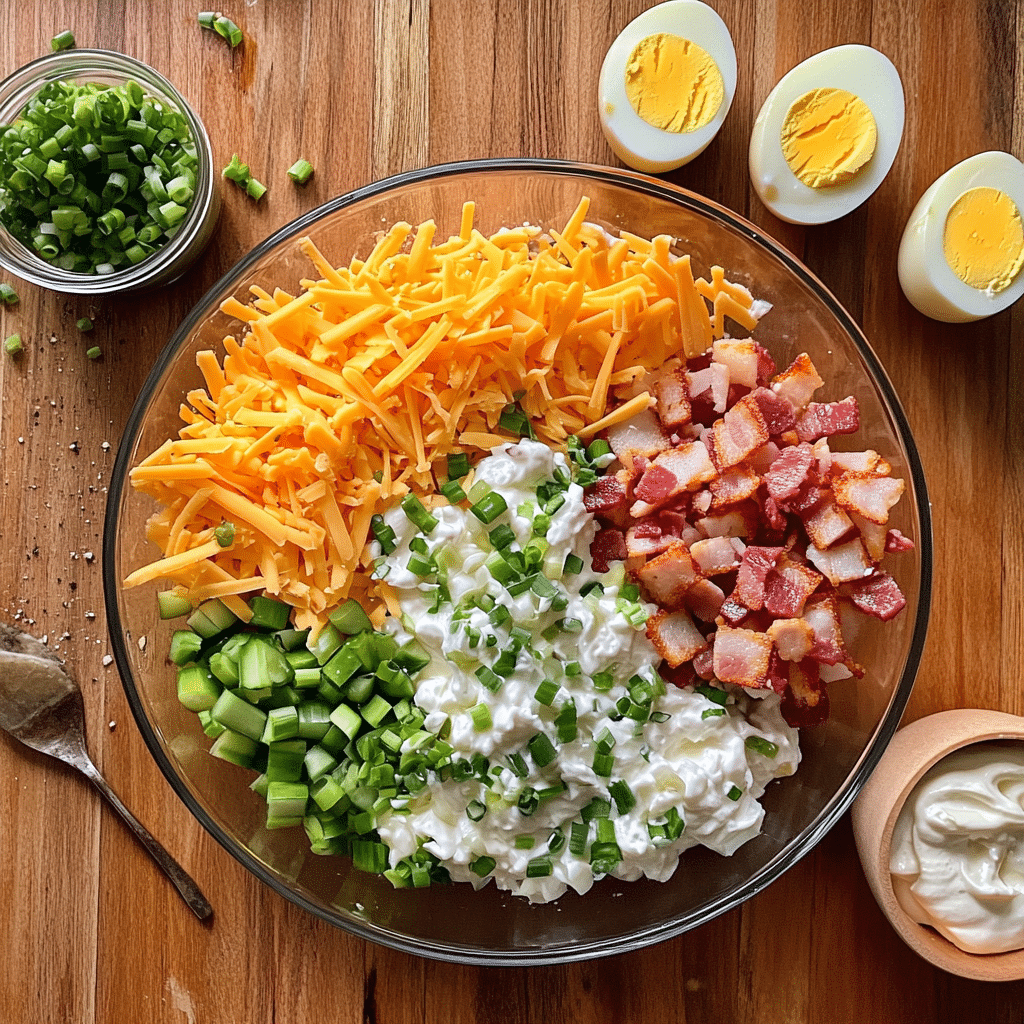 Ingredients for loaded red potato salad
