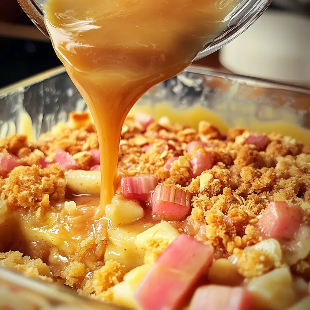 Preparing and baking rhubarb custard bars