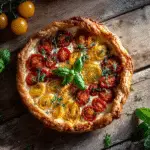 Fresh tomato ricotta tart in puff pastry