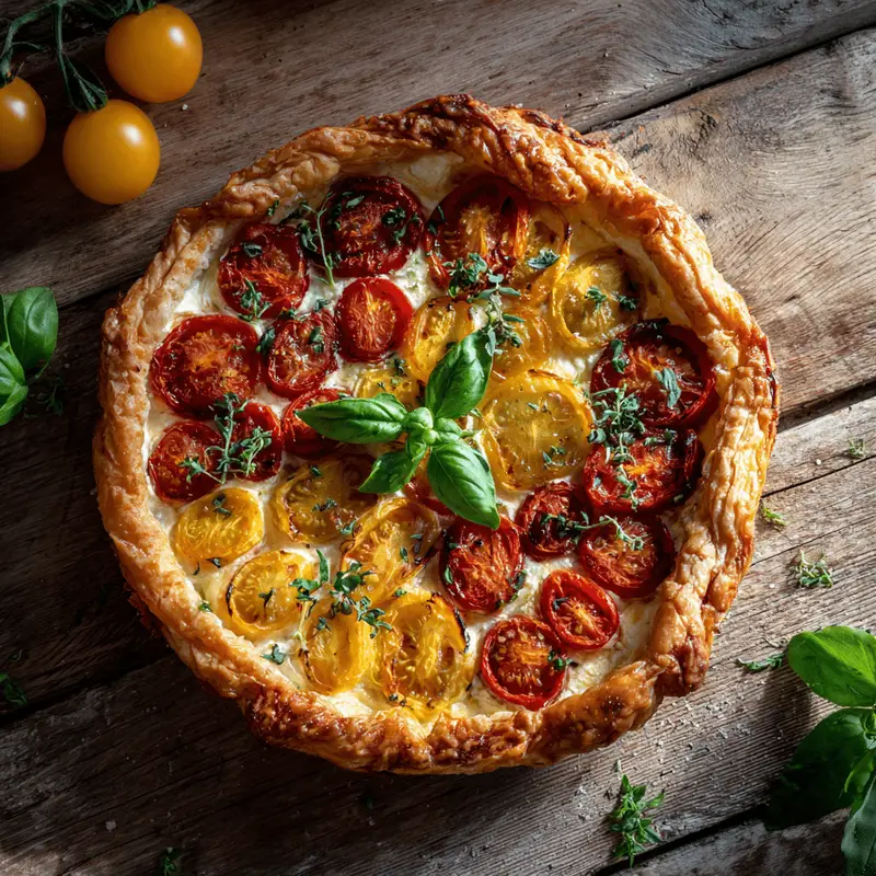 Fresh Tomato Ricotta Tart in Puff Pastry