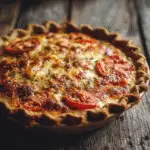 Southern tomato pie with golden crust and ripe tomatoes
