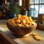 Homemade Cheeze-Its in a rustic bowl
