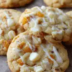 apricot white chocolate cookies on rustic plate