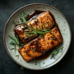 Balsamic glazed salmon recipe on plate