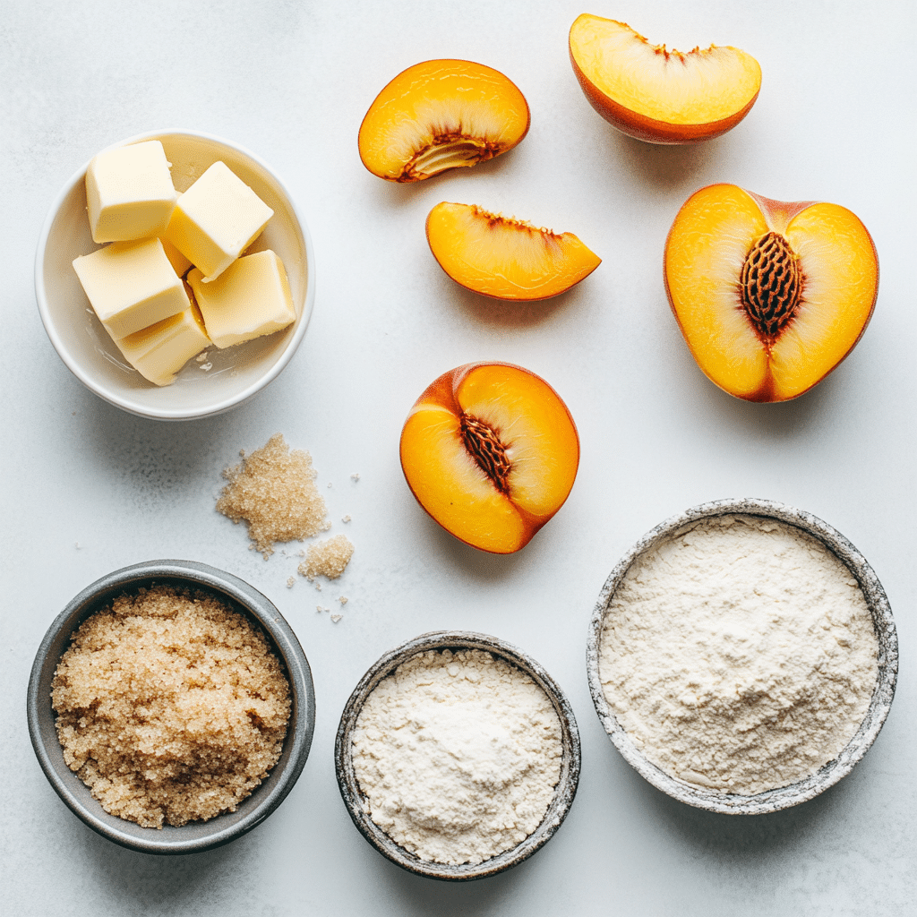 Ingredients for peach upside down mini cakes