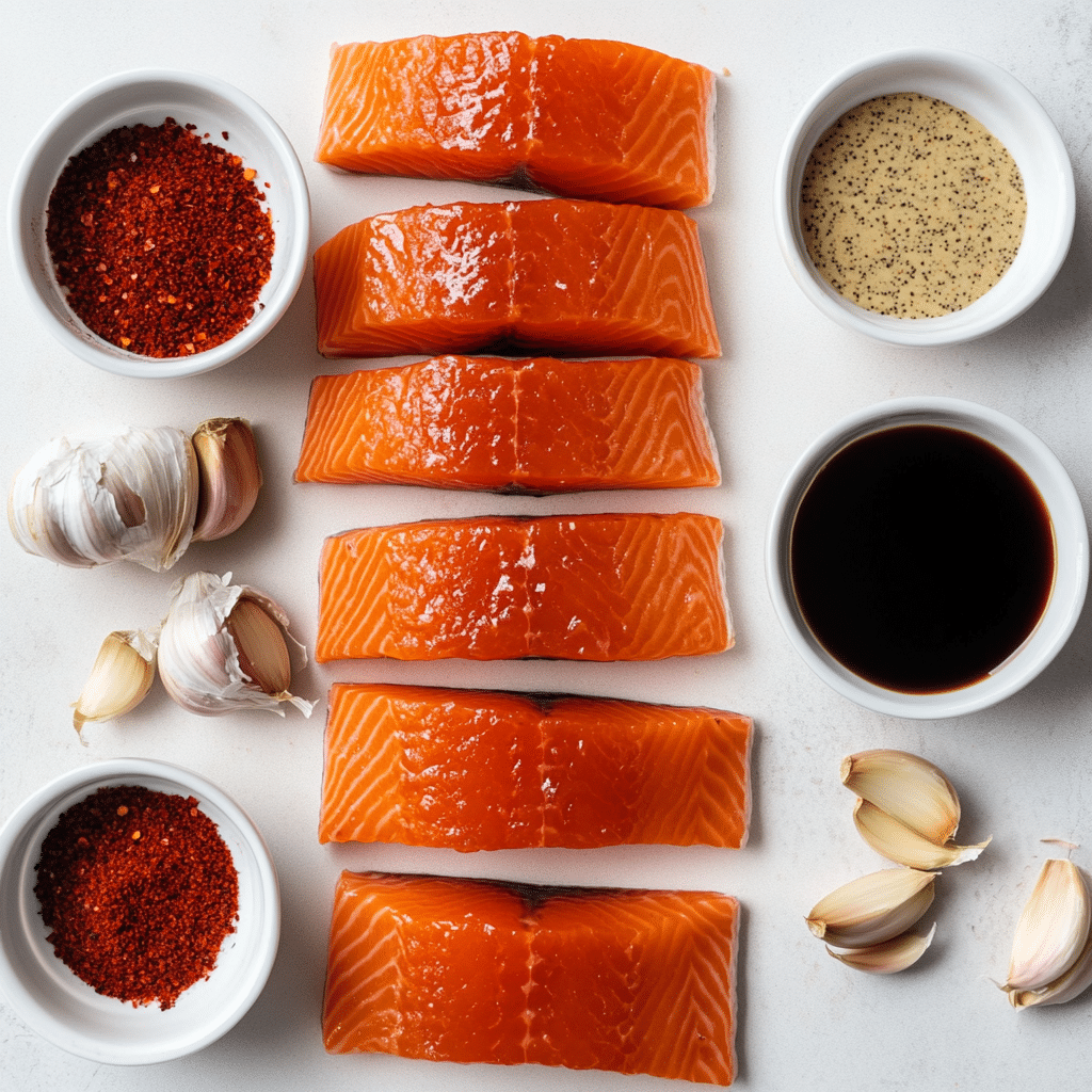 Ingredients for balsamic glazed salmon