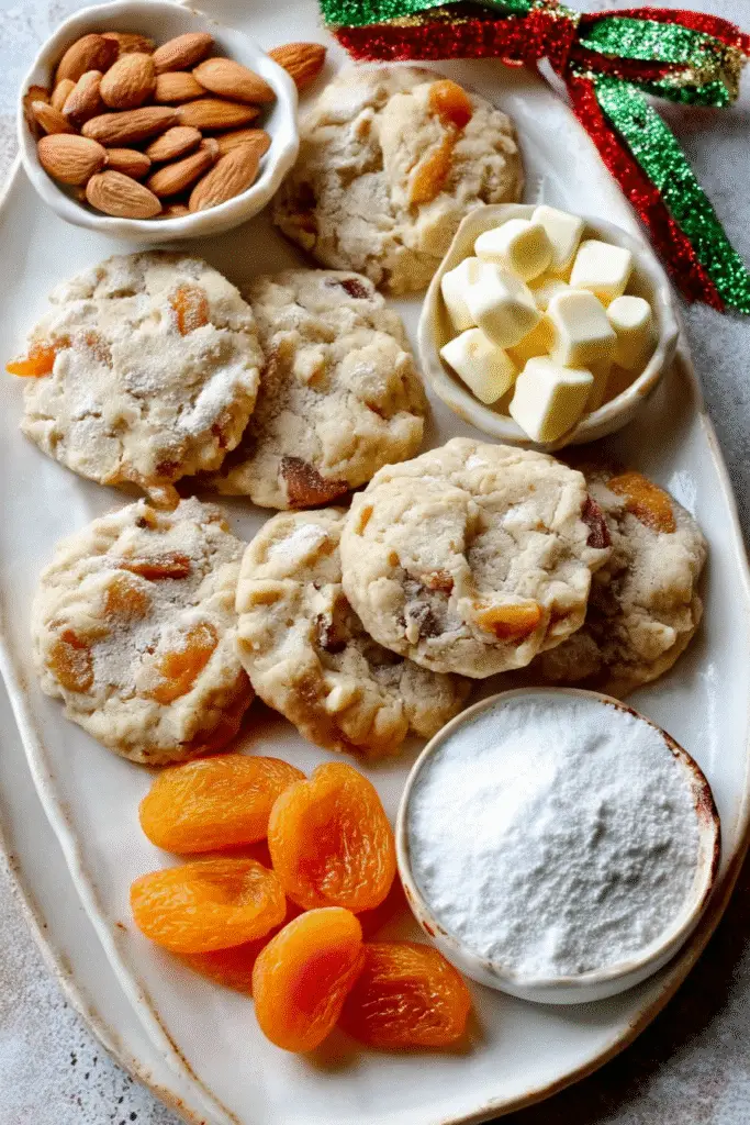 apricot cookie ingredients neatly arranged