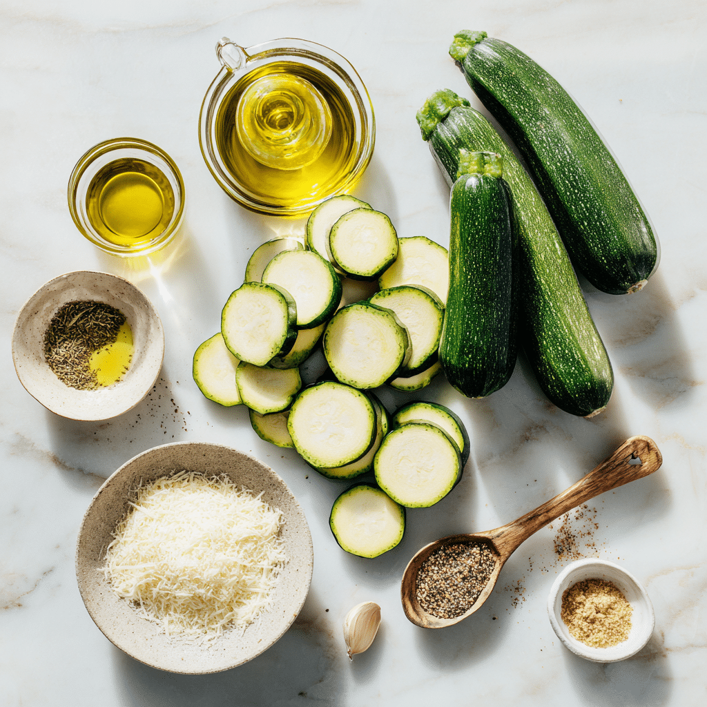 Ingredients for crispy zucchini chips recipe