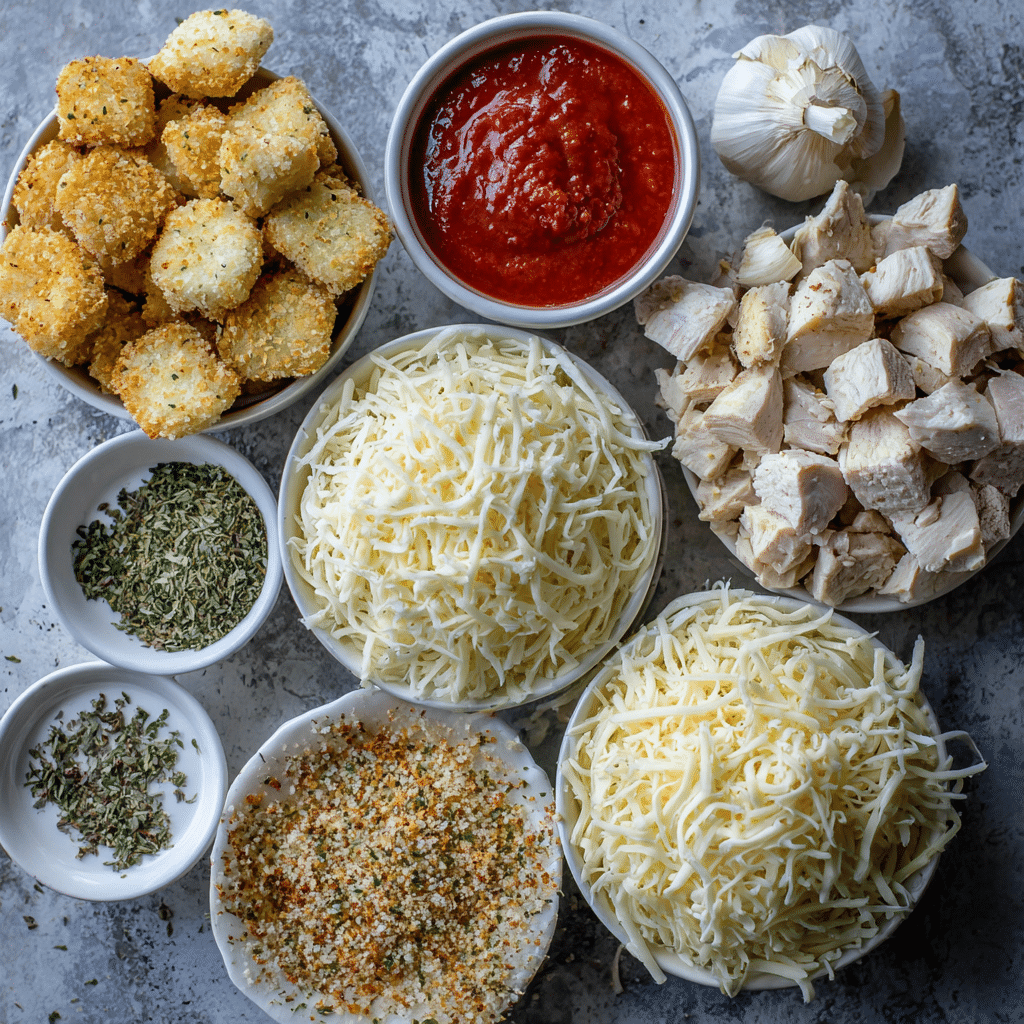 Ingredients for Keto Chicken Parmesan Casserole