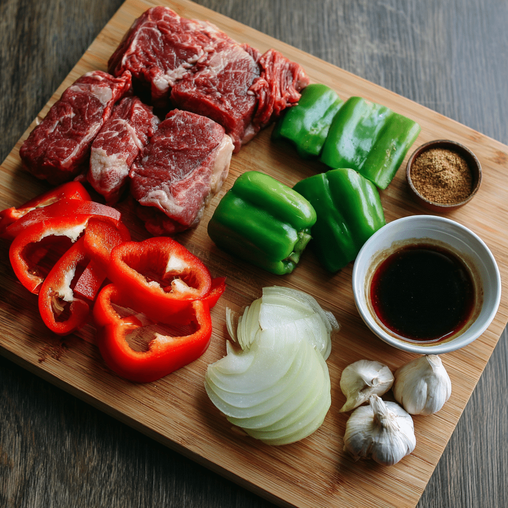 Ingredients for Philly Cheesesteak Bowls
