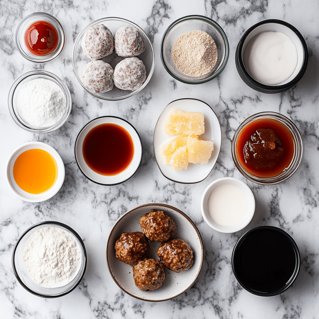 Ingredients for Salisbury steak meatballs slow cooker