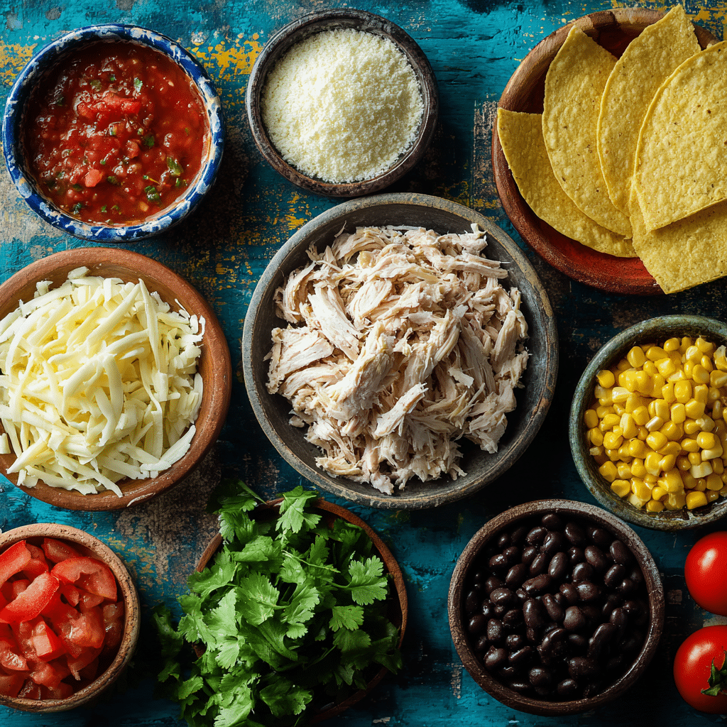 Ingredients for Mexican Rotisserie Chicken Tostadas