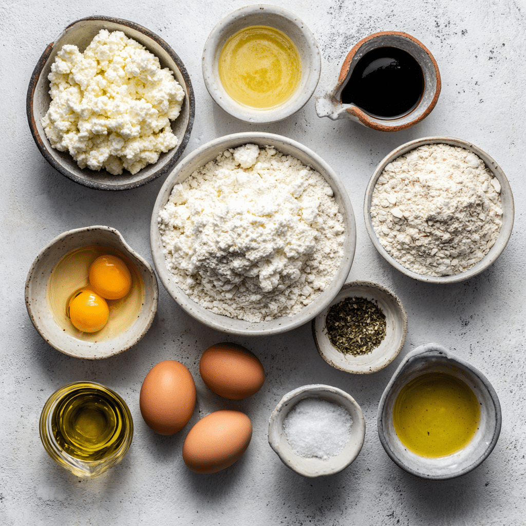 Ingredients for cottage cheese flatbread recipe