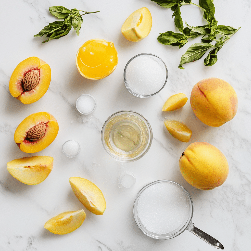 Ingredients for homemade peach lemonade