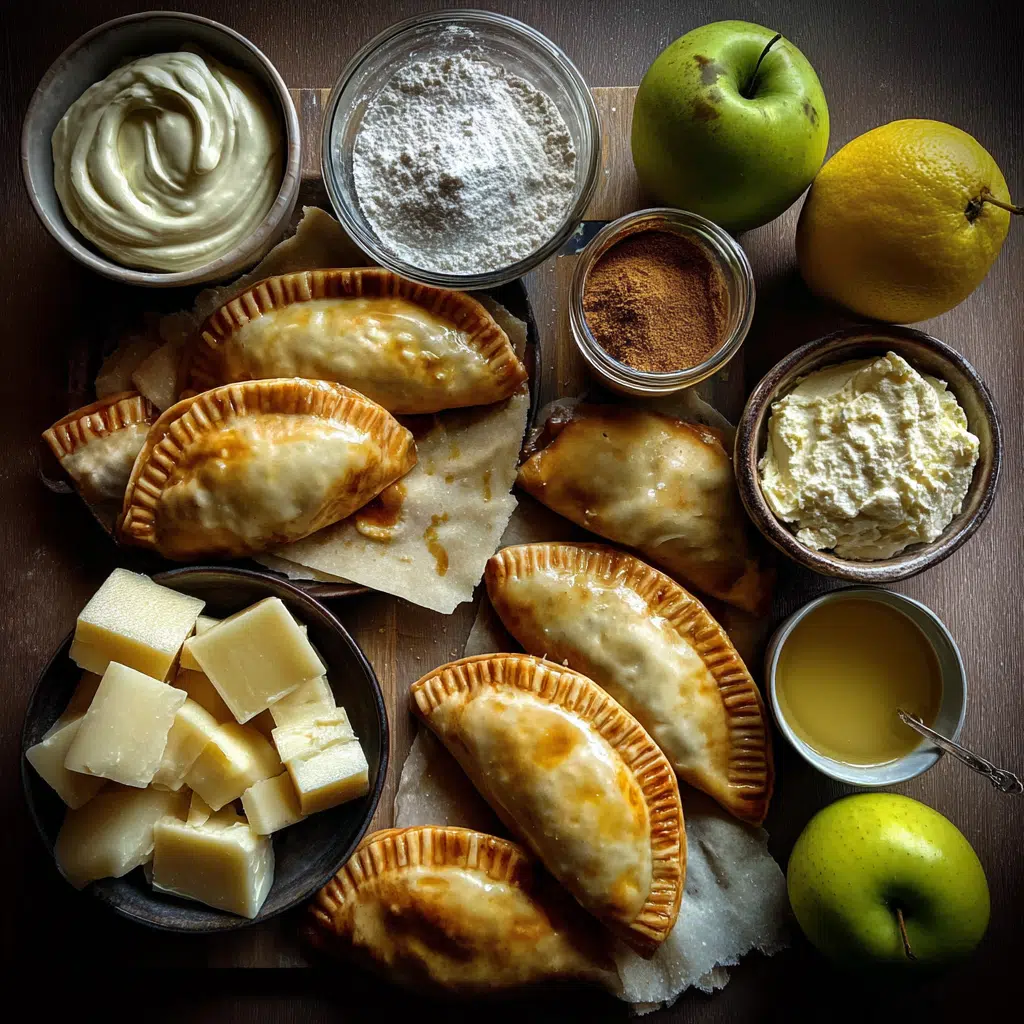 Ingredients laid out for caramel apple empanadas