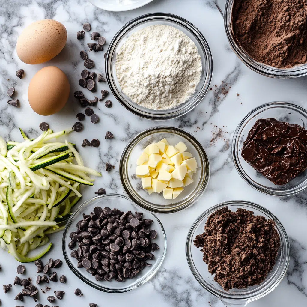 Ingredients for double chocolate zucchini bread