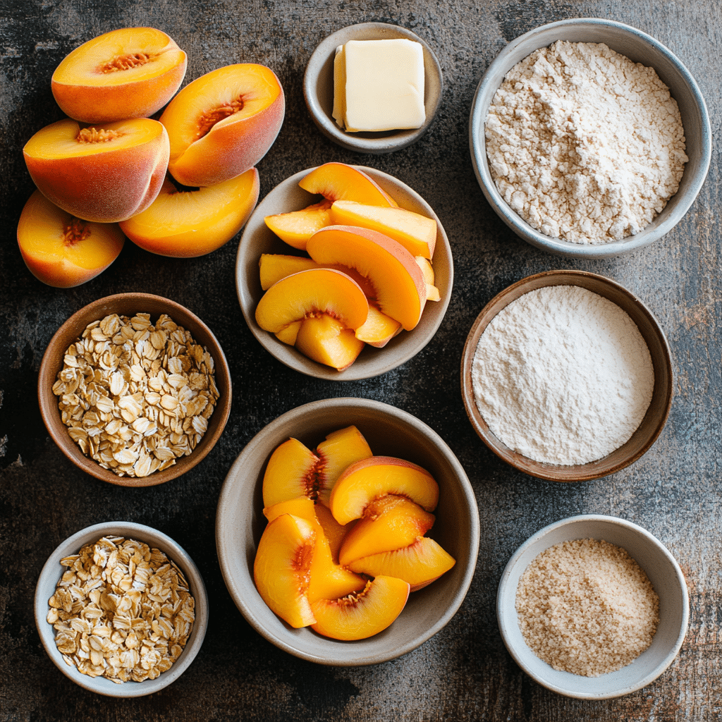 Ingredients for cinnamon sugar baked peaches