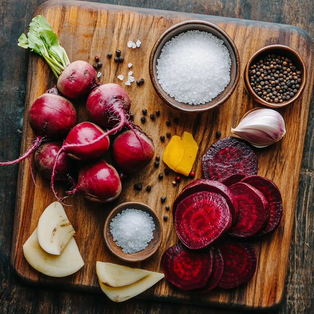 Pickled beets ingredients laid out