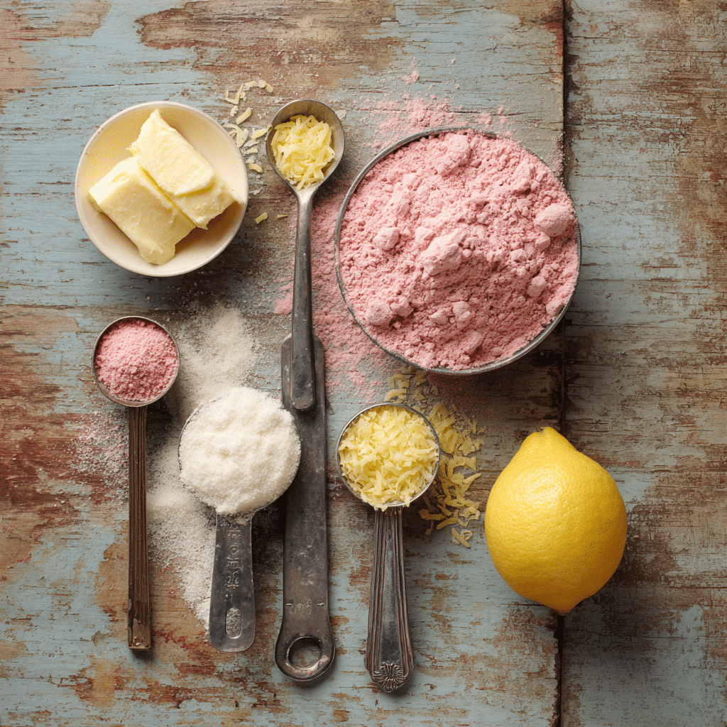 pink lemonade cookie ingredients layout
