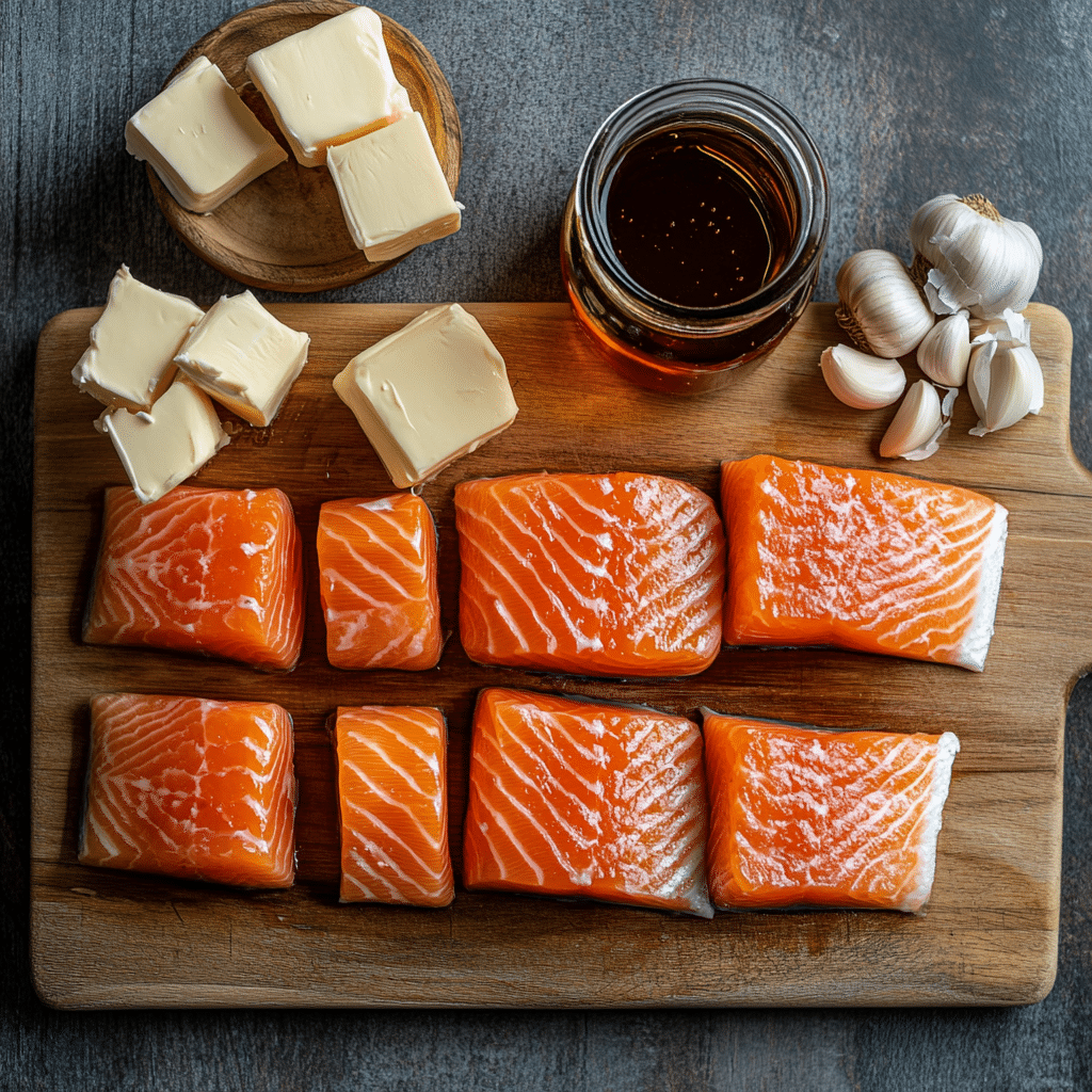 Ingredients for honey glazed salmon recipe
