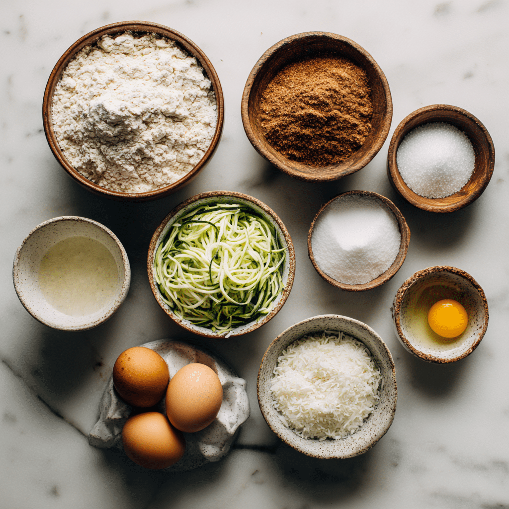 Ingredients for snickerdoodle zucchini bread recipe