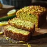 Luscious lemon zucchini bread loaf with sliced pieces