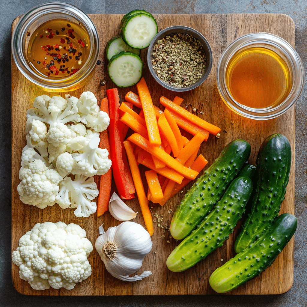 Ingredients for refrigerator pickled vegetables