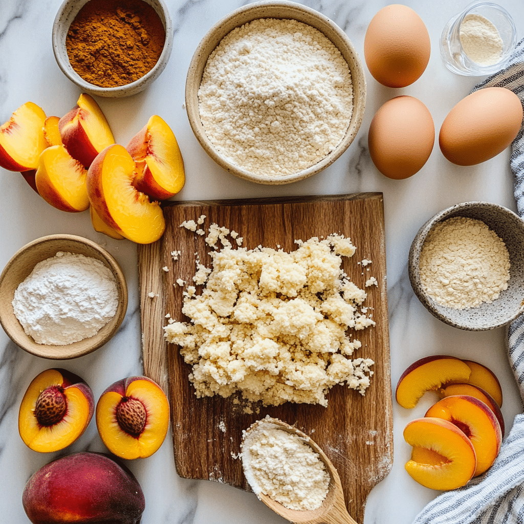 Summer dessert bars with fresh peaches and buttery topping
