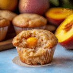 Peach Muffins Recipe with golden crust